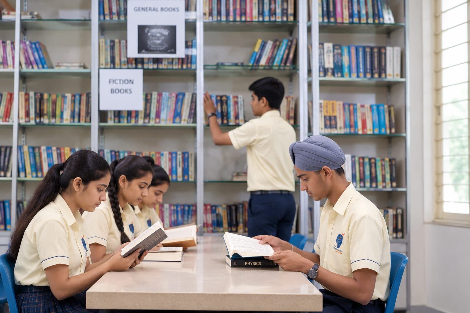 Students reading in the library