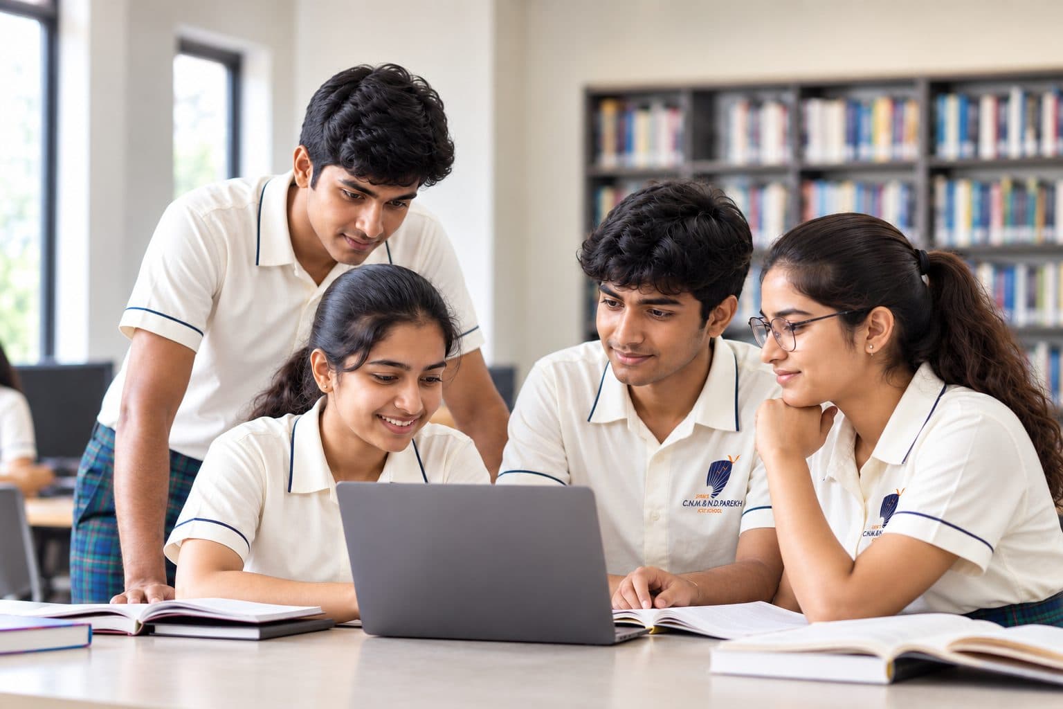 ISC students studying together on a laptop