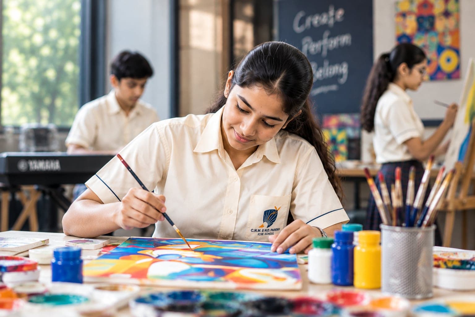 A student painting